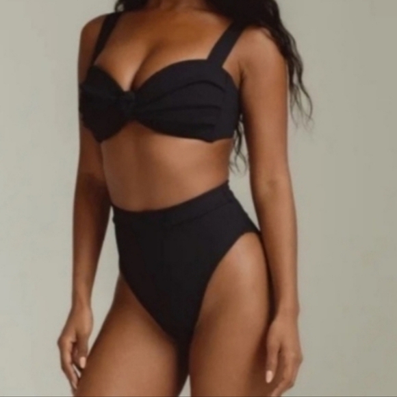 New!Montce Paula Ribbed High Waisted Scrunch Butt Bikini Bottom - Picture 4 of 11